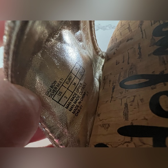 Sam Edelman Slip On Glitter Glam Sparkle Bow Gigi Sandals Girls Size 3 - Picture 5 of 8